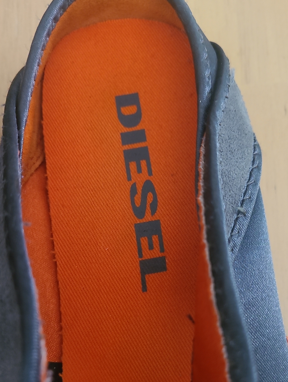 Diesel Gray and Orange Slip-On Suede Sneakers - Picture 2 of 6
